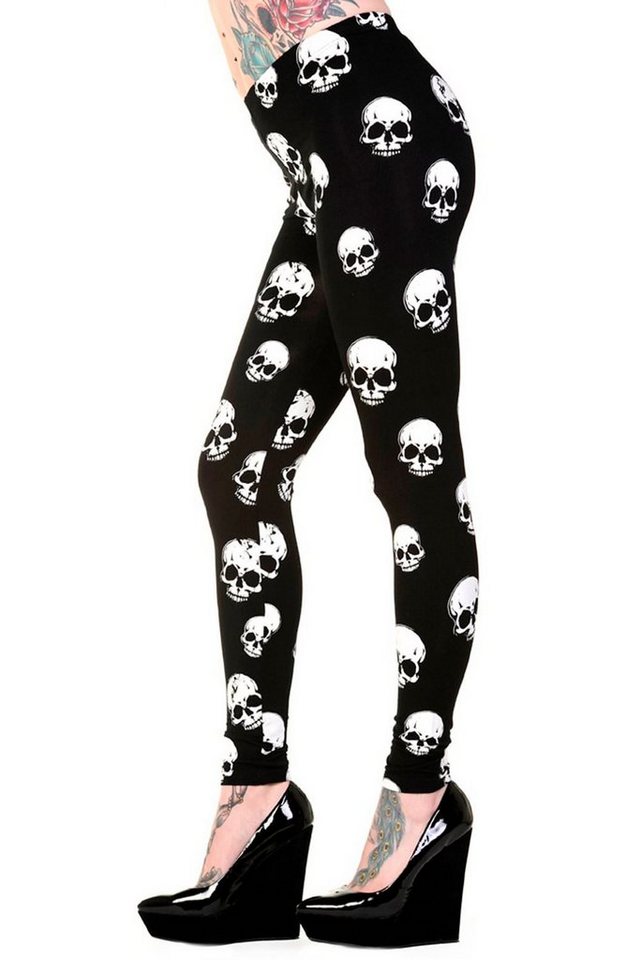 Banned Leggings Skulls Totenkopf Allover Print von Banned