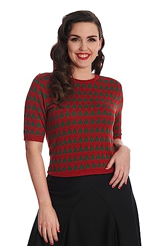 Banned Merry Holiday Tree Strickpullover Weihnachtsneuheit Fairisle Retro-Pullover, rot, XL von Banned