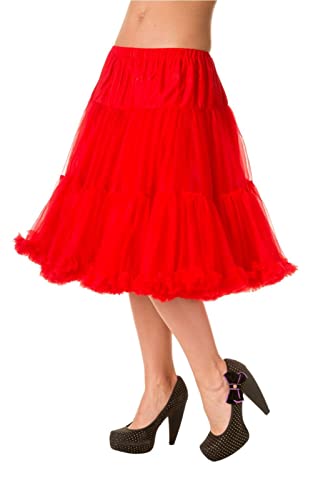 Banned Starlite Langer Petticoat Voller Volumen Rüschensaum 50er Jahre Vintage Retro Mehrlagig, rot, XL-XXL von Ro Rox