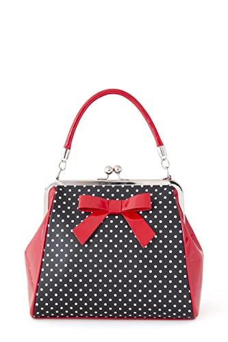 Banned Polka Starr Handbag Black & Red von Banned