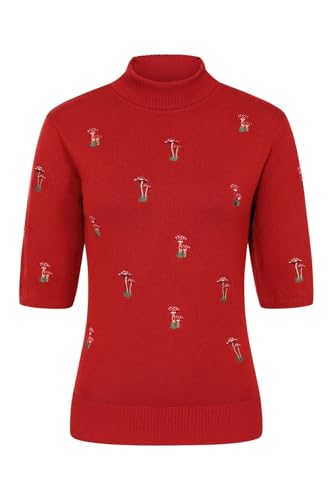 Banned Retro Halbarm Pullover Mushroom Dreams Rot Vintage Rockabilly Pilze, Größe:S von Banned