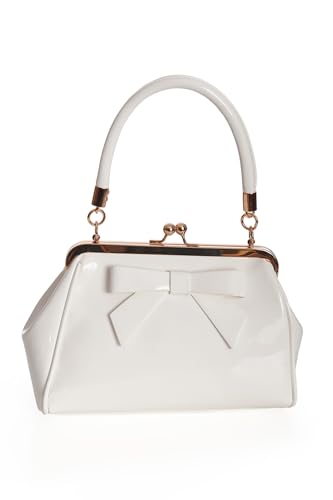 Banned Retro Handtasche California Vintage Weiß Lack Schleife Henkeltasche von Banned