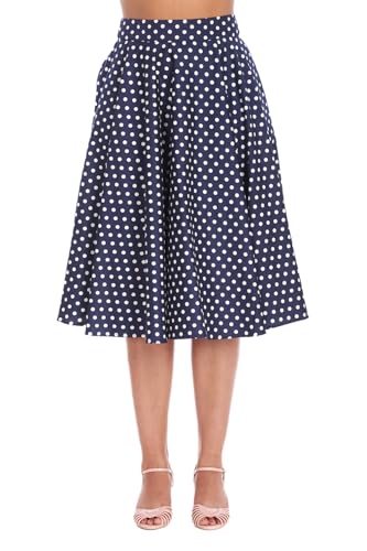 Banned Retro Tellerrock Polka Dot Days Blau Vintage Swing Skirt Pünktchenmuster, Größe:XXL von Banned