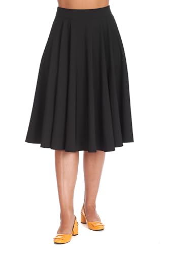 Banned Retro Tellerrock Sway Swing Schwarz Vintage A-Line Skirt 50s, Größe:L von Banned