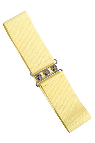 Banned Retro Vintage Elastischer Weiter Gurt - Viele Farben Erhältlich - Hellgelbe (Medium) von Banned
