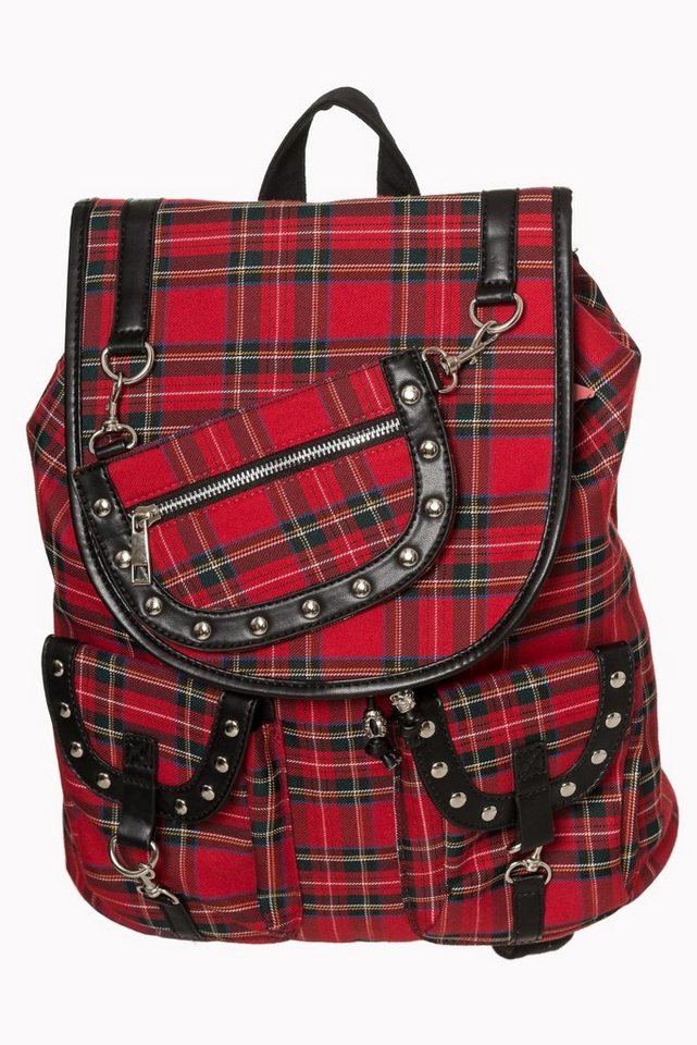 Banned Rucksack Yami Tartan Red, Karo Schottenmuster Rot von Banned