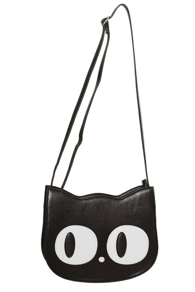 Banned Schultertasche Addis Schwarz, Katzen Gesicht Form Umhängetasche von Banned