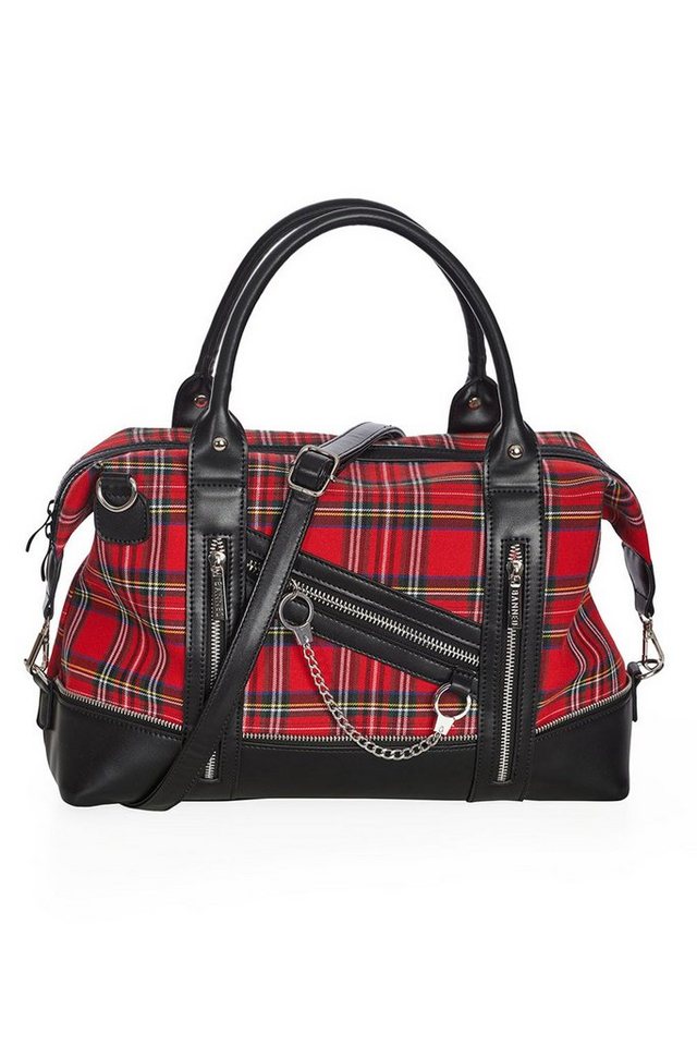 Banned Schultertasche Edwards Tartan, Gothic Handschellen Zips Weekender von Banned