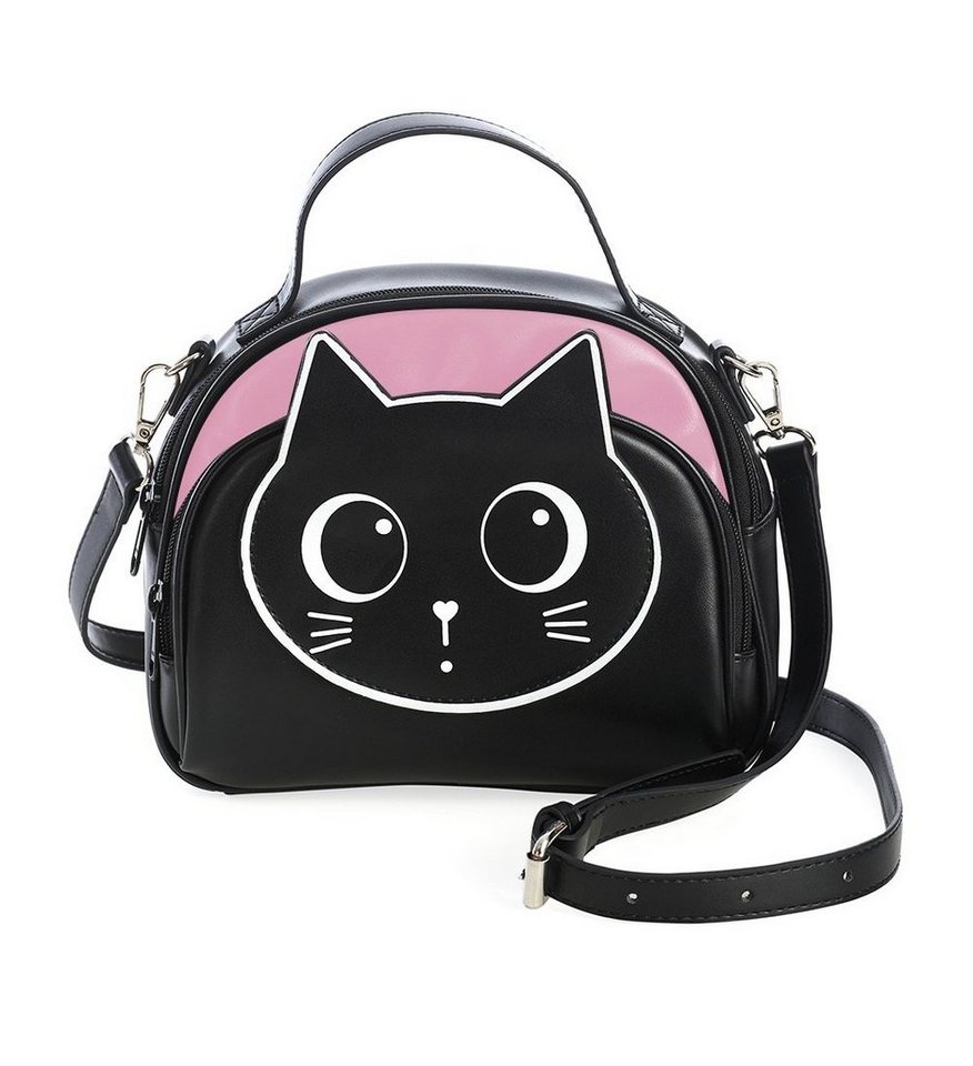 Banned Schultertasche Haru Pink, Katzen Print von Banned