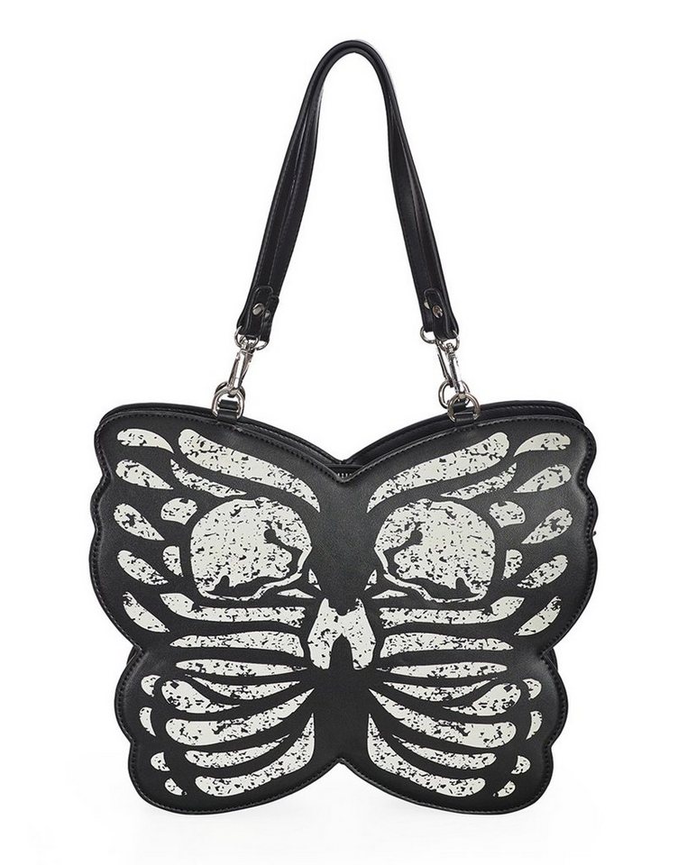 Banned Schultertasche Mariposa Luz, Schmetterling Totenkopf Tasche von Banned