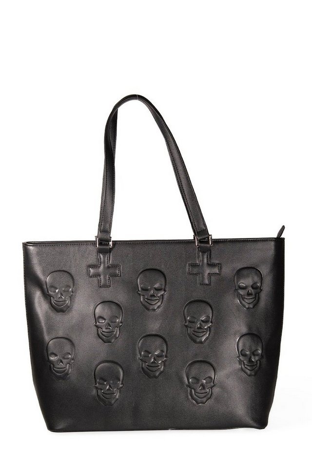 Banned Schultertasche Menth Tote Bag, Geprägtes Skull Muster Shopper von Banned