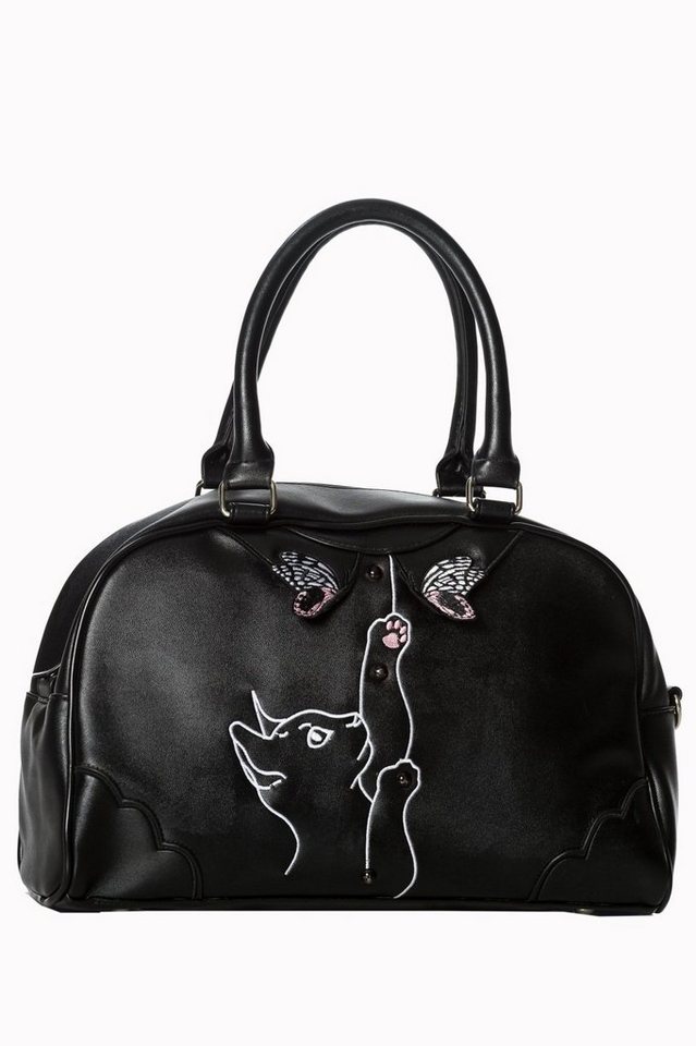 Banned Schultertasche Meow Bag, Katze Stickerei Verstellbarer Schultergurt von Banned