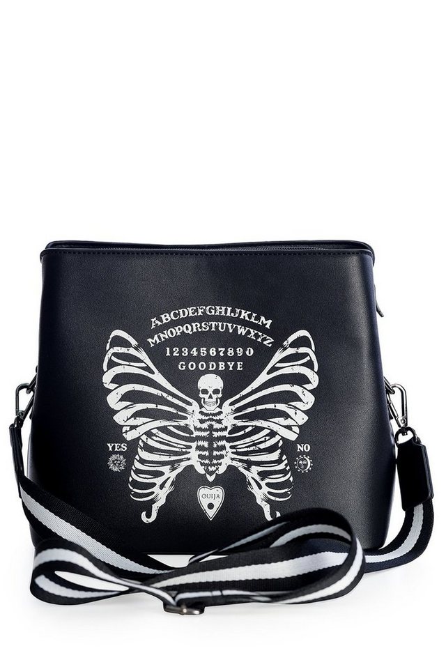 Banned Schultertasche Skeleton Butterfly Umhängetasche, Gothic Schmetterling Ouija Skull von Banned