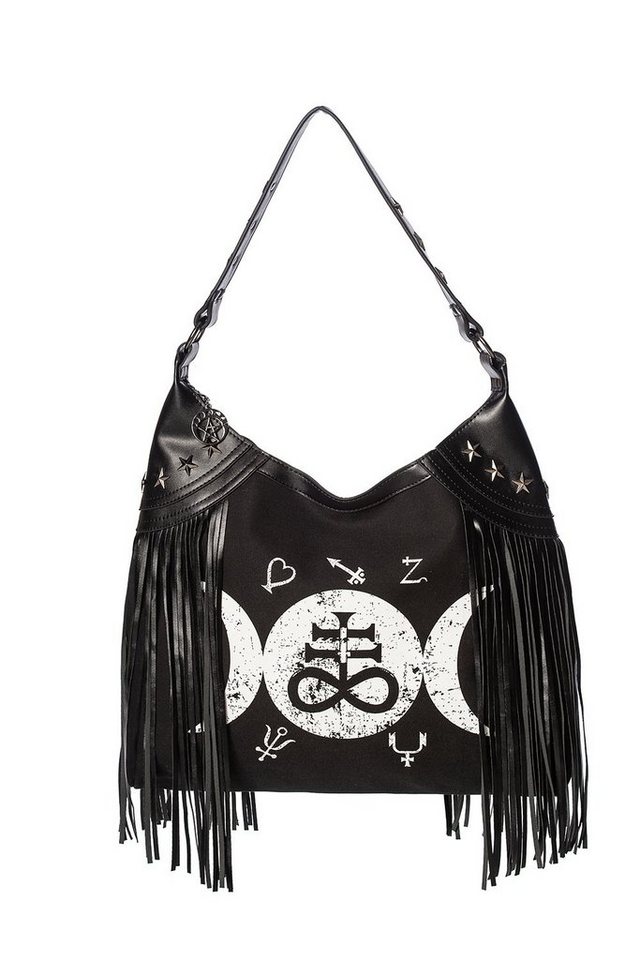 Banned Shopper Tempest Fringe Hobo, Gothic Lunar Mond Fransen Tasche von Banned