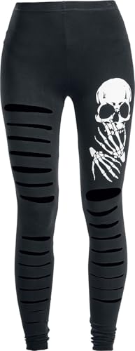 Banned Alternative Slashed Skull Frauen Leggings schwarz S von Banned