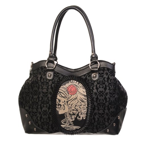 Banned Steampunk Damen Handtasche Skelett Dame Gemme - Skull Portrait Cameo Schultertasche von Banned