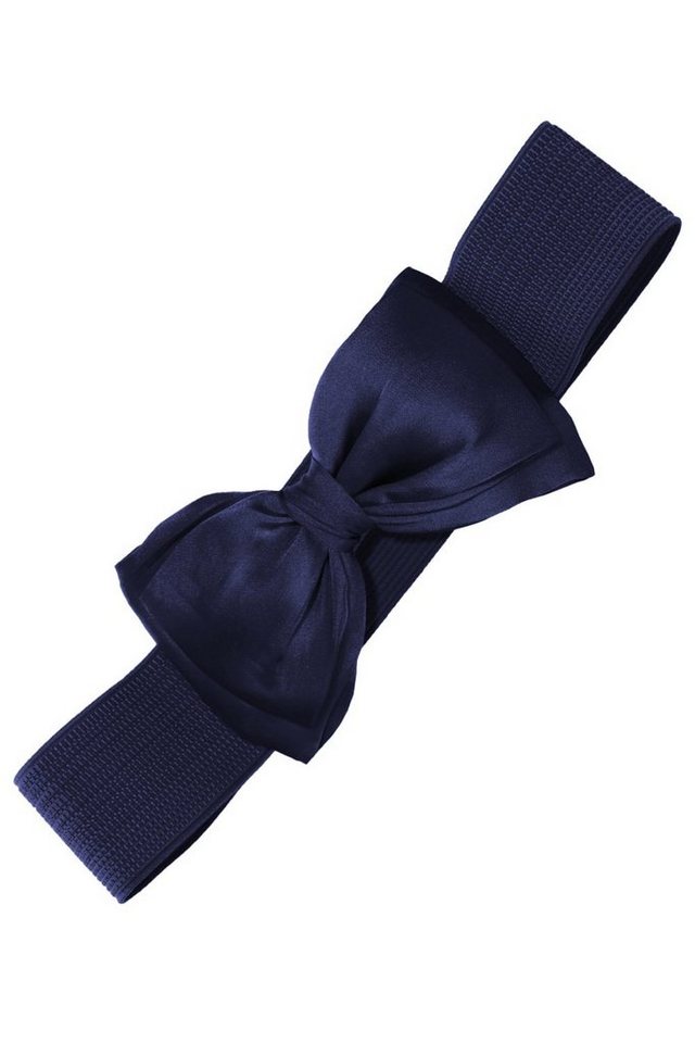 Banned Taillengürtel Bella Belt Navy Blau Vintage Schleife Retro Stretchgürtel von Banned