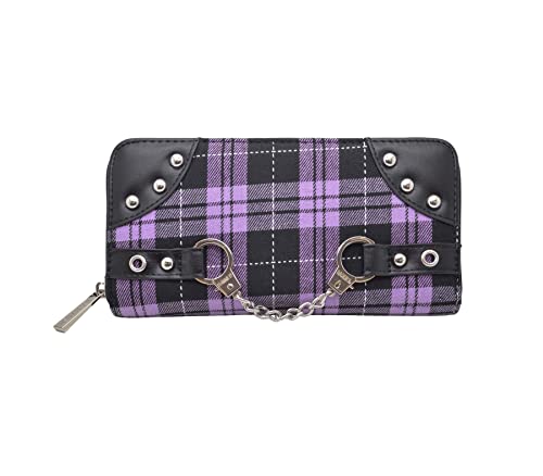 Banned Tartan Handcuff Purse Purple von Banned