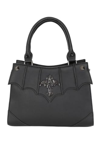 Banned Veil of Vesper Handtasche – Gothic Black Bat Crossbody Geldbörse aus veganem Leder von Banned