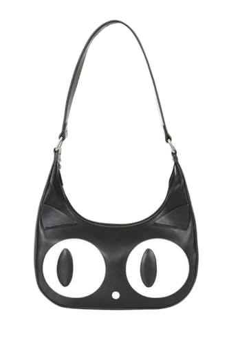 Banned Witching Cat Handtasche – Kawaii Schwarze Katze Schultertasche, Gothic Tasche von Banned