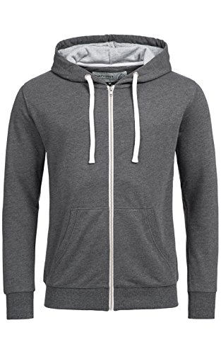 Banqert Herren Hoody, Faire Löhne, Purified Cotton, Männer Hoodie-s Kapuzenjacke-n Kapuzen-Sweater mit Reissverschluss Men, Dunkelgrau Grau M Medium von Banqert