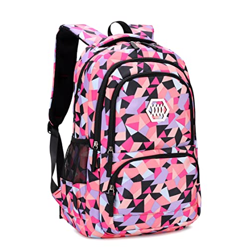 Bansusu Geometrischer Druck Kinderrucksack für Mädchen, Jungen, Mittelschule, Kinder, Grundbuchtaschen, Schwarz A, A, Reisen von Bansusu