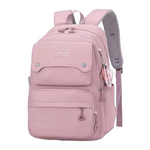 Einfarbige Mädchen-Rucksäcke für Schule Kapazität Elementare Büchertaschen, Schultaschen für Teenager Mädchen Casual Daypack, B-lila, B, Tagesrucksack von Bansusu