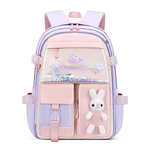 Kawaii Mädchen-Rucksäcke Kapazität Grundschultaschen Büchertaschen, A-purple, L von Bansusu