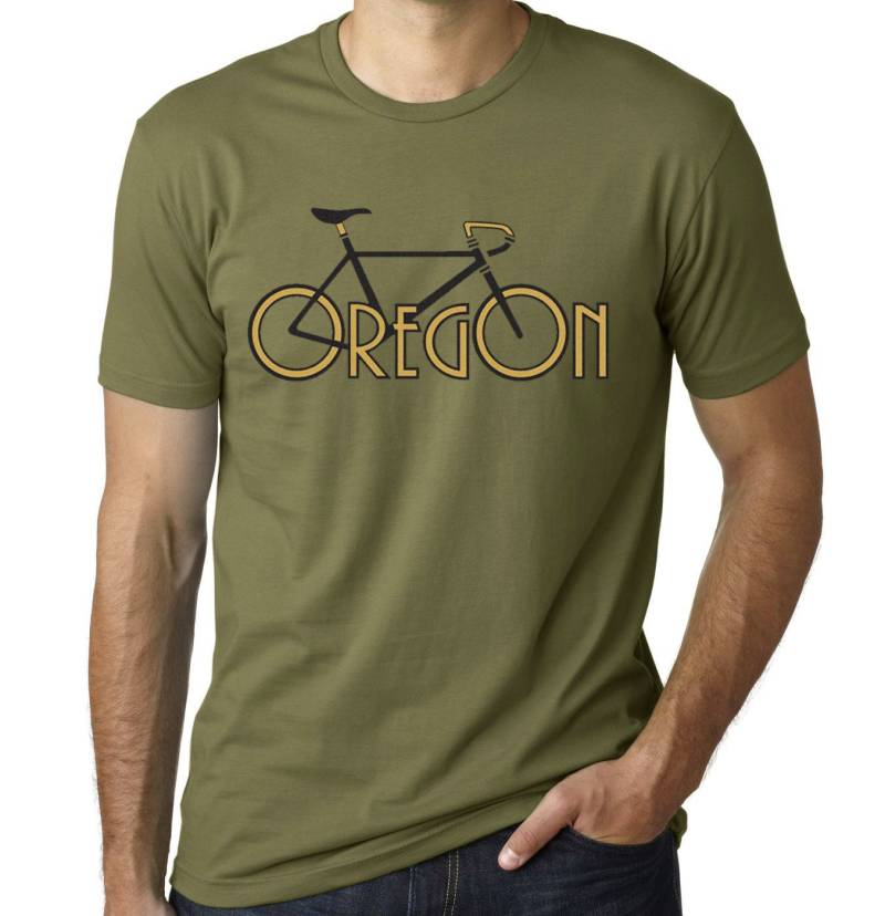 "Oregon Radfahren T-Shirt Mit Original Kunst, Tarngrün, Geschenk Für Ihn von BanyanTreeClothing