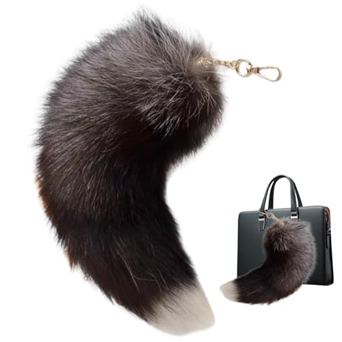 Therian Tail, 15-15,8 Zoll Fuchsschwanz-Schlüsselanhänger, modischer, flauschiger Pelzschwanz, wunderschönes Kunstpelzschwanz-Cosplay-Spielzeug für Handtasche, Rucksack, Typ 2 von Banziaju