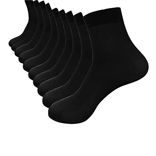 Baodan 10 Paar Bambussocken Ultradünne elastische Füße Kurze Antibakteriell Business Seidenstrümpfe Herren Socken Navy Black Grey von Baodan