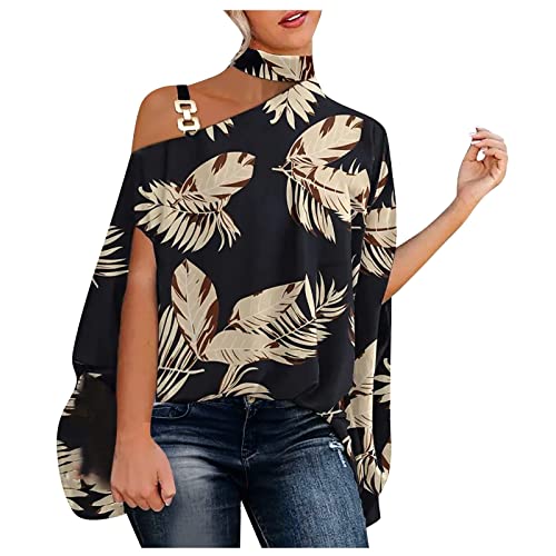 Baodan Damen Tops Sommer FledermausäRmel Damen Oberteil Lange Blusen Damen One Shoulder Top Damen Oberteile Elegant Bluse Damen Sommer Tshirt Damen Elegant Blusen Damen Sommer von Baodan