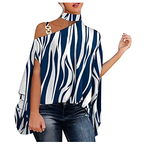 Baodan Damen Tops Sommer FledermausäRmel Damen Oberteil Lange Blusen Damen One Shoulder Top Damen Oberteile Elegant Bluse Damen Sommer Tshirt Damen Elegant Blusen Damen Sommer von Baodan