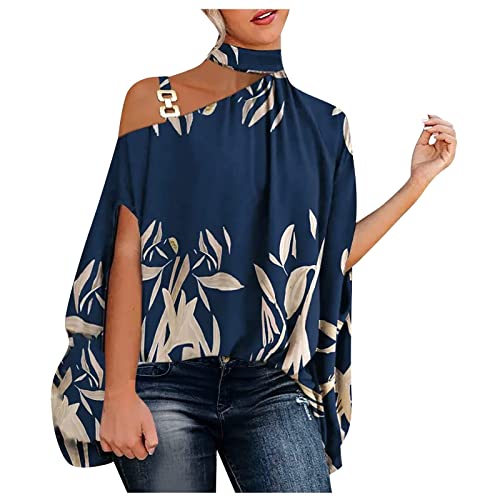 Baodan Damen Tops Sommer FledermausäRmel Damen Oberteil Lange Blusen Damen One Shoulder Top Damen Oberteile Elegant Bluse Damen Sommer Tshirt Damen Elegant Blusen Damen Sommer von Baodan