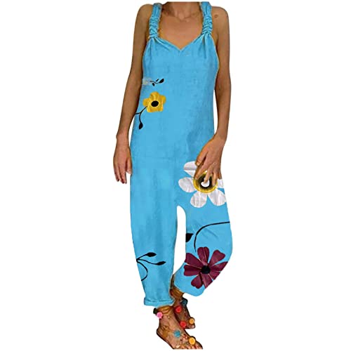 BaoDan Fashion Print Vintage Boho Art Loose Casual Leinen Hosenträger Overall,Overall Herbst Jumpsuit Damen Jumpsuit Damen Lang Sexy Jumpsuit Damen Jumpsuit Kuschelig Damen von Baodan