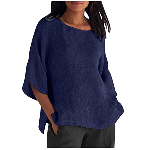 BaoDan Leinen Blusen Damen Musselin Bluse Damen Sommer Tshirt Damen Oversize Bluse Damen Elegant Blusen & Tuniken Für Damen Bluse Sommer Blusen Damen Sommer Shirt 3/4 Arm Damen Tops Sommer von Baodan