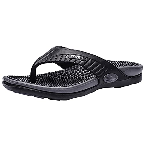 BaoDan Mens Flip Flops Duschpantoffeln für Solid Herren Schnelltrocknende Hausschuhe Strand Hausschuhe mit Weicher Sohle und Offenen Flops Flip Massage Shoes Slippers Sandals Flop Top Black 43 von Baodan