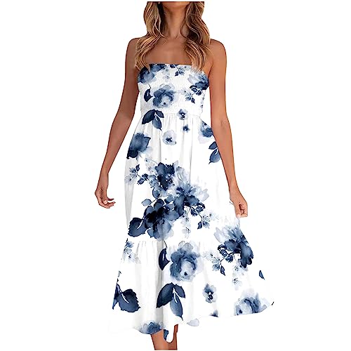 Baodan Sommerkleid Weiss Damen Kleider Damen Kleid Festlich Damen Sommerkleider Damen Knielang Sommer Kleid Damen Sommerkleid Elegant Damen Damen Kleid Sommer Kleid Damen Elegant Lang von Baodan