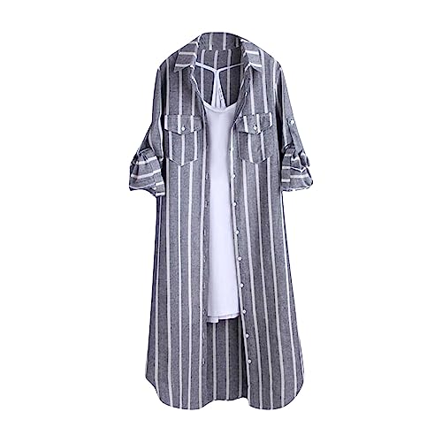 Baodan Strickjacke Damen Sommer Damen Lose Shirt Tops Vielseitig Farbe Plaid Strickjacke Große Größe Sonnenschutz Kleidung Koreanischer Stil Lose Casual Plaid Shirt Jacke Retro Strickjacke von Baodan