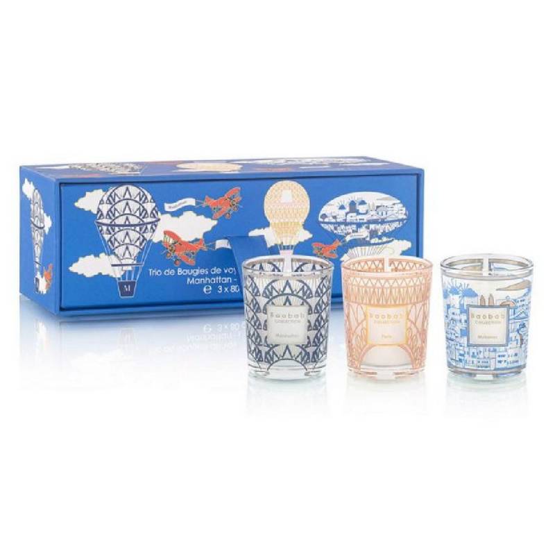 Baobab Duft-Set Duftkerzen Trio Travel Candles Manhattan Paris Mykonos (3er-Set) (3x30 von Baobab