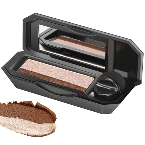 Braune Lidschatten-Lidschatten-Palette 2 Farben Lidschattenpalette Make-up mit kleiner Schwammbürsten wasserdicht, lang anhaltende tragbare zweifache Lidschatten hochpigmentierter Stil 2 von Baobiutin
