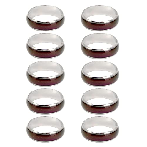 10 Stücke Stimmungsringe Farbe Wechseln Ring mit Farbkarten - Geschenk Schmuck Größe 6-10 von Baoblaze