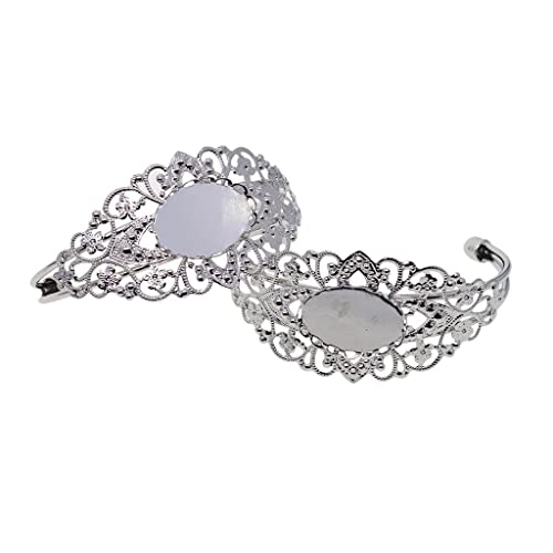 2 Filigrane Armreif Lünette Basis Armband Rohlinge Einstellungen Schmuck Erkenntnisse Silber, Silber von Baoblaze