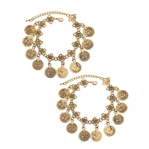 Baoblaze 2 Rustikale Böhmische Vintage Münze Quaste Kette Armband/Fußkette Anhänger Lady Elegante Ornamente von Baoblaze
