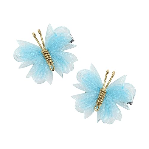 Baoblaze 2 Stück Schmetterlings-Haarspangen, Haarschmuck, Zöpfe, Kinder-Kopfbedeckung, vielseitige Schmetterlings-Haarklammern, Haarnadeln für Hochzeit, Mesh-Blau von Baoblaze