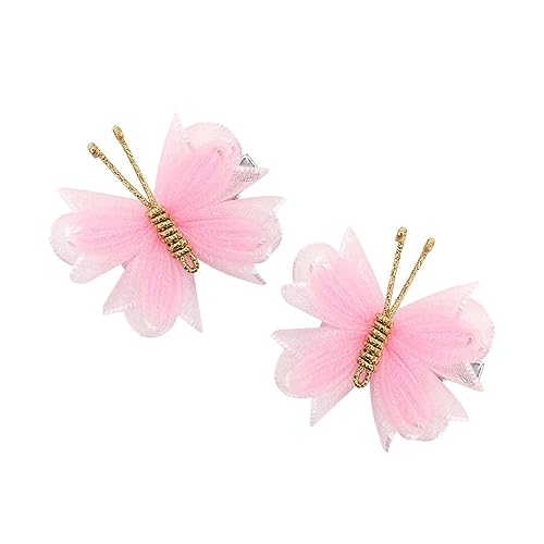 Baoblaze 2 Stück Schmetterlings-Haarspangen, Haarschmuck, Zöpfe, Kinder-Kopfbedeckung, vielseitige Schmetterlings-Haarklammern, Haarnadeln für Hochzeit, Mesh-Rosa von Baoblaze