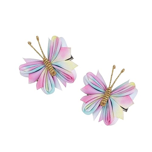 Baoblaze 2 Stück Schmetterlings-Haarspangen, Haarschmuck, Zöpfe, Kinder-Kopfbedeckung, vielseitige Schmetterlings-Haarklammern, Haarnadeln für Hochzeit, Rosa-blau mit Gewinde von Baoblaze