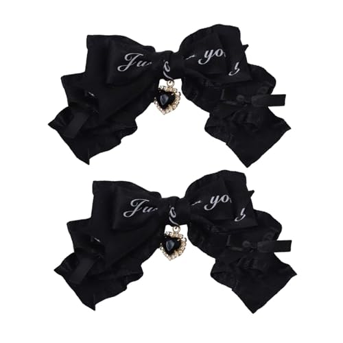 Baoblaze 2 Stücke Schleife Haarspangen Haarschmuck Cosplay Niedlich Mode Frauen Mädchen Doppel Pferdeschwanz Clip Schleife Handgemachte, Schwarz von Baoblaze