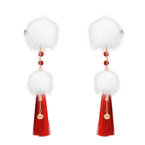 Baoblaze 2 x Quasten-Glocken-Haarspange, Damen-Haarnadel, Dekoration für chinesische Kleidung, Ornament, rote chinesische Neujahrs-Haarspangen für Party von Baoblaze