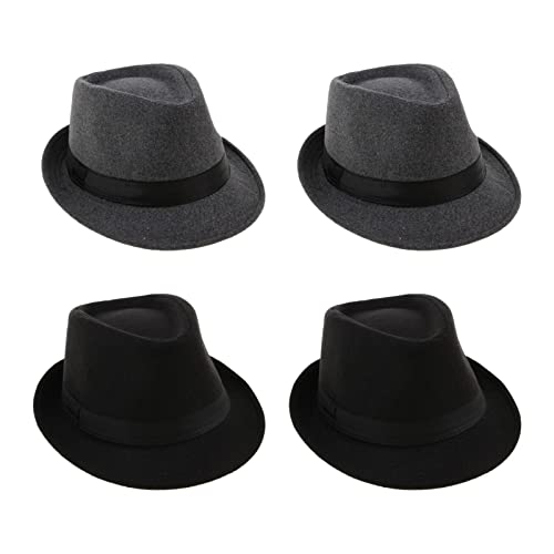 Baoblaze 2X Manhattan Strukturierter Gangster Trilby Fedora Hut für Herren von Baoblaze